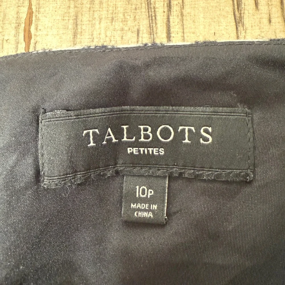 Talbots Petites 10P Black & White Plaid Wool Blend Skirt‎  Career Casual